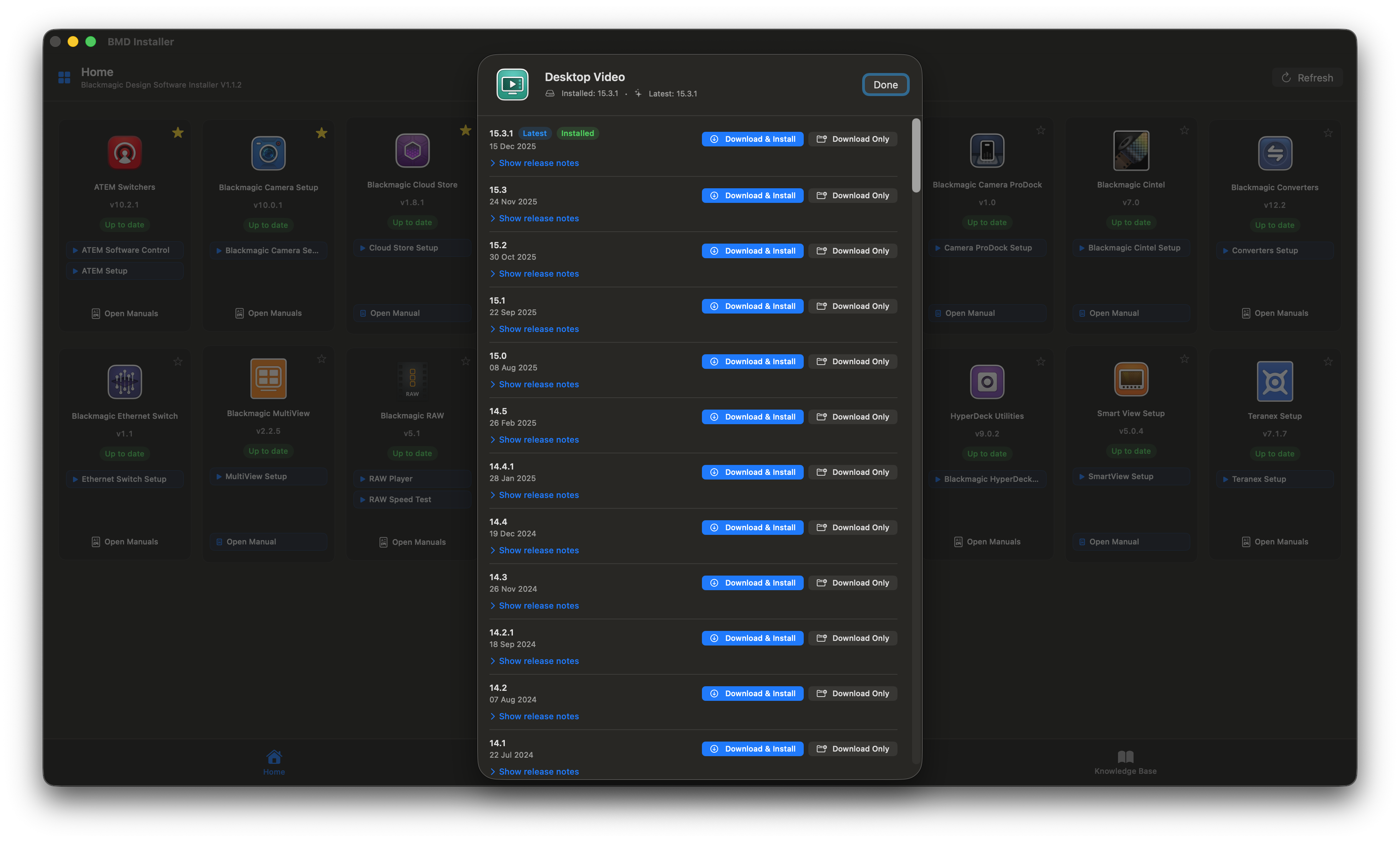 BMD Installer product version history